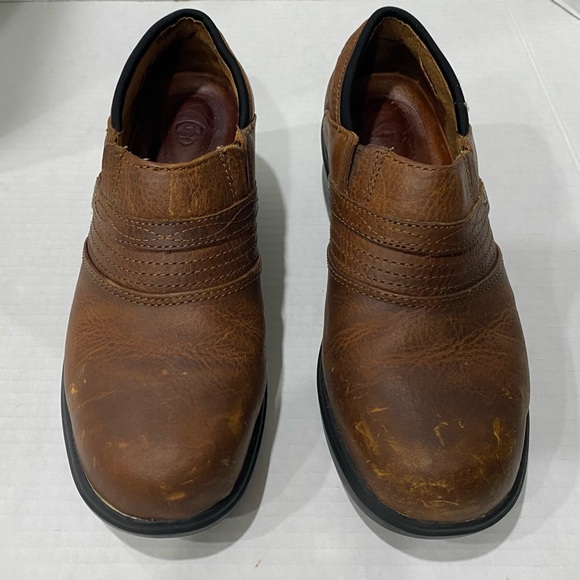 ARIAT STEEL TOE Brown Safety Clogs Slip On Leather Shoes 10002367 Womens 7.5 B - Picture 3 of 9
